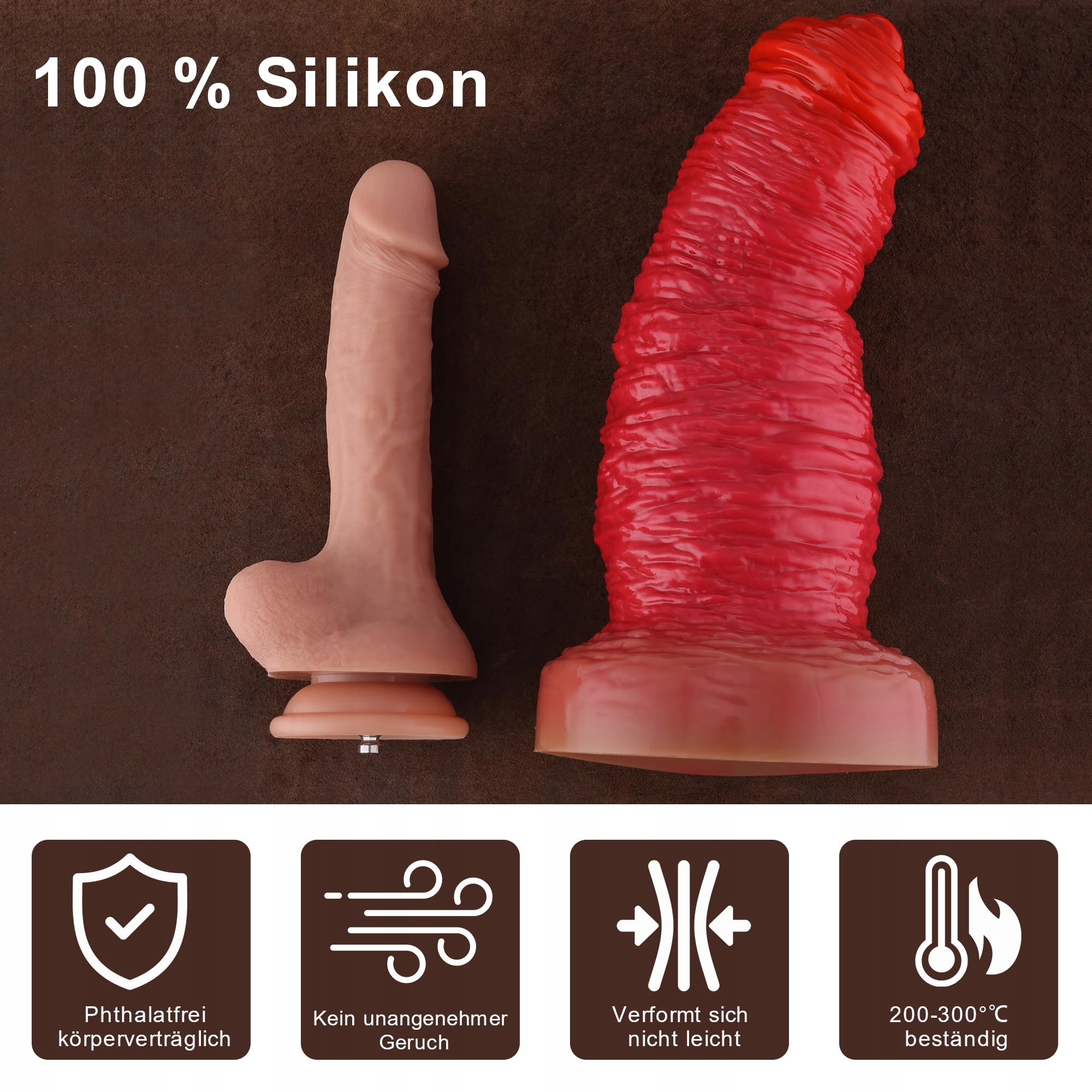 ROSE BLUME Duży Realistyczny Czerwony Silikonowy Dildo z Przyssawką 25x9cm — miniatura 5