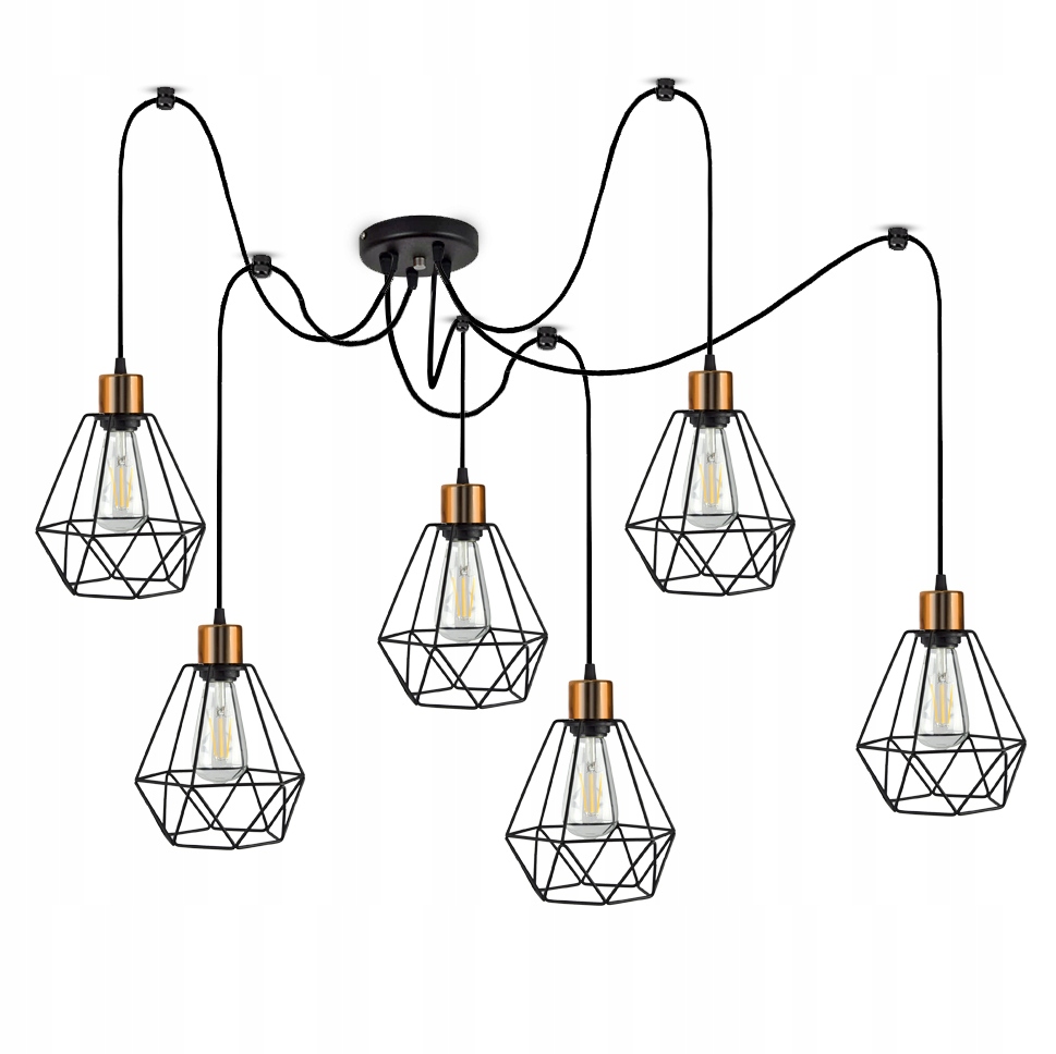 Závěsná lampa Lustr Pavouk Diamant Měď Led