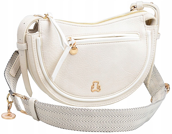 LuluCastagnette Torebka Listonoszka Logo Miś Crossbody casualowa ecru