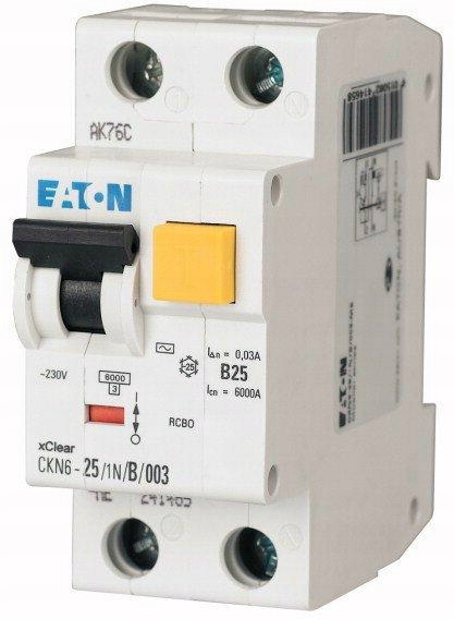 Diferenciálny a nadprúdový vypínač CKN6 2P C10 30mA Eaton 241154