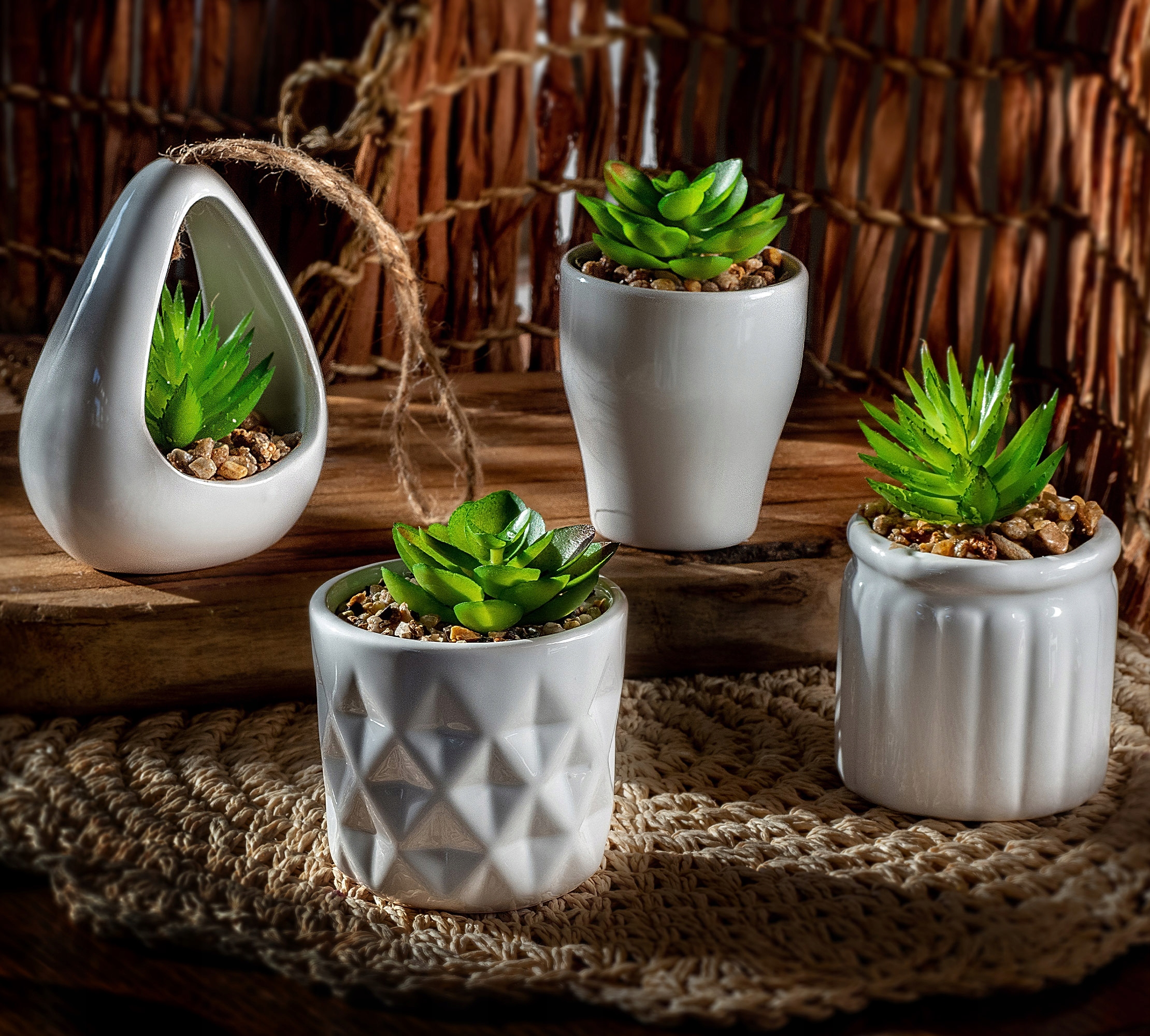 SZTUCZNY KWIAT ROŚLINA OZDOBNY SUKULENT 4 SZT Kod producenta K2964