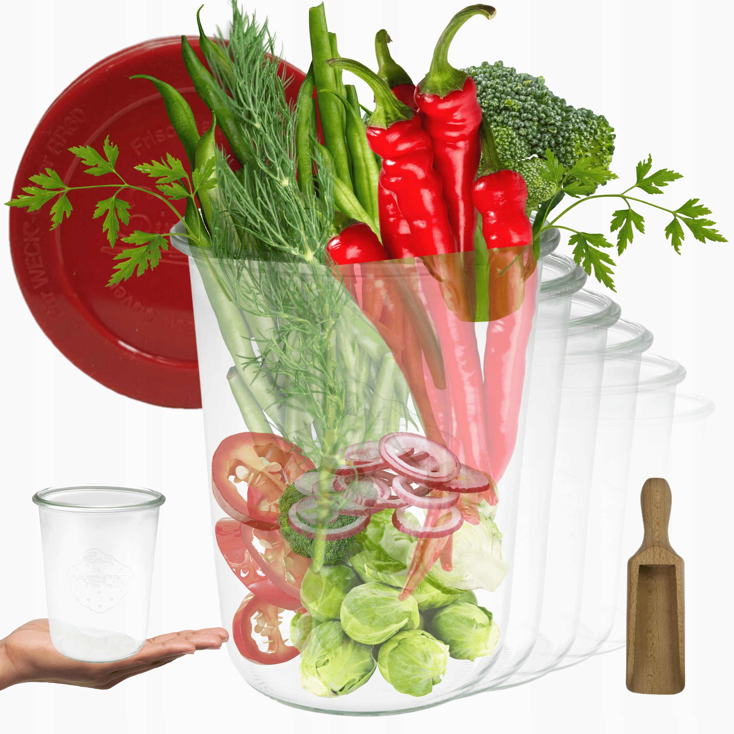 Poháre Weck 850 ml Mold Tesné silikónové veko 12ks odmerka Tekutiny