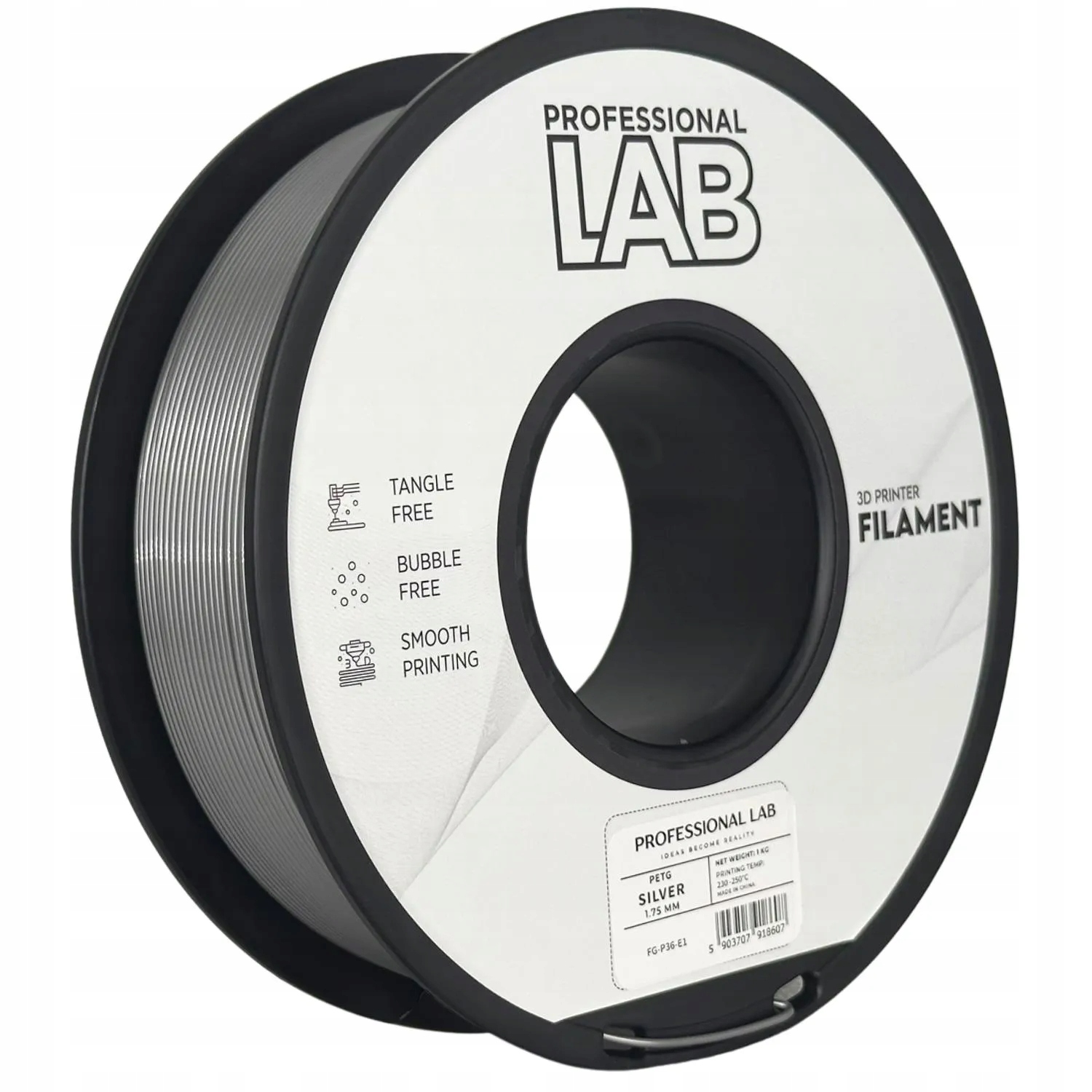 Filament PETG srebrny 1,75mm 1kg Professional Lab do drukarki 3D