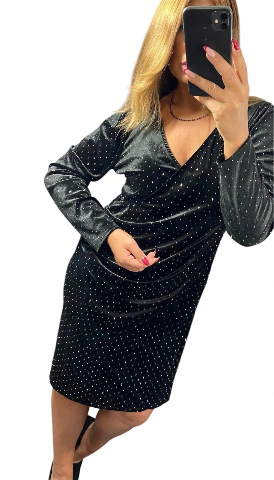 V566 Nová Kolekce Šaty Zavírací Šaty S Kamenínky vel. 44 (2XL)