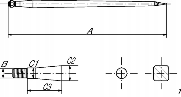 Ząb ładowacza, prosty, profil kwadratowy 44x1250 m Producent części Gopart