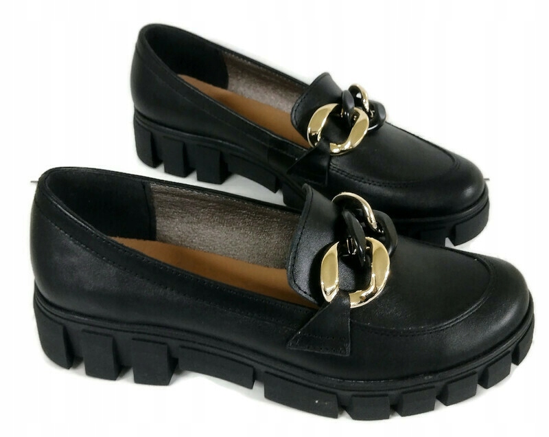 

UNI-870 Stylowe Mokasyny Z Łańcuchem Skóra Nat