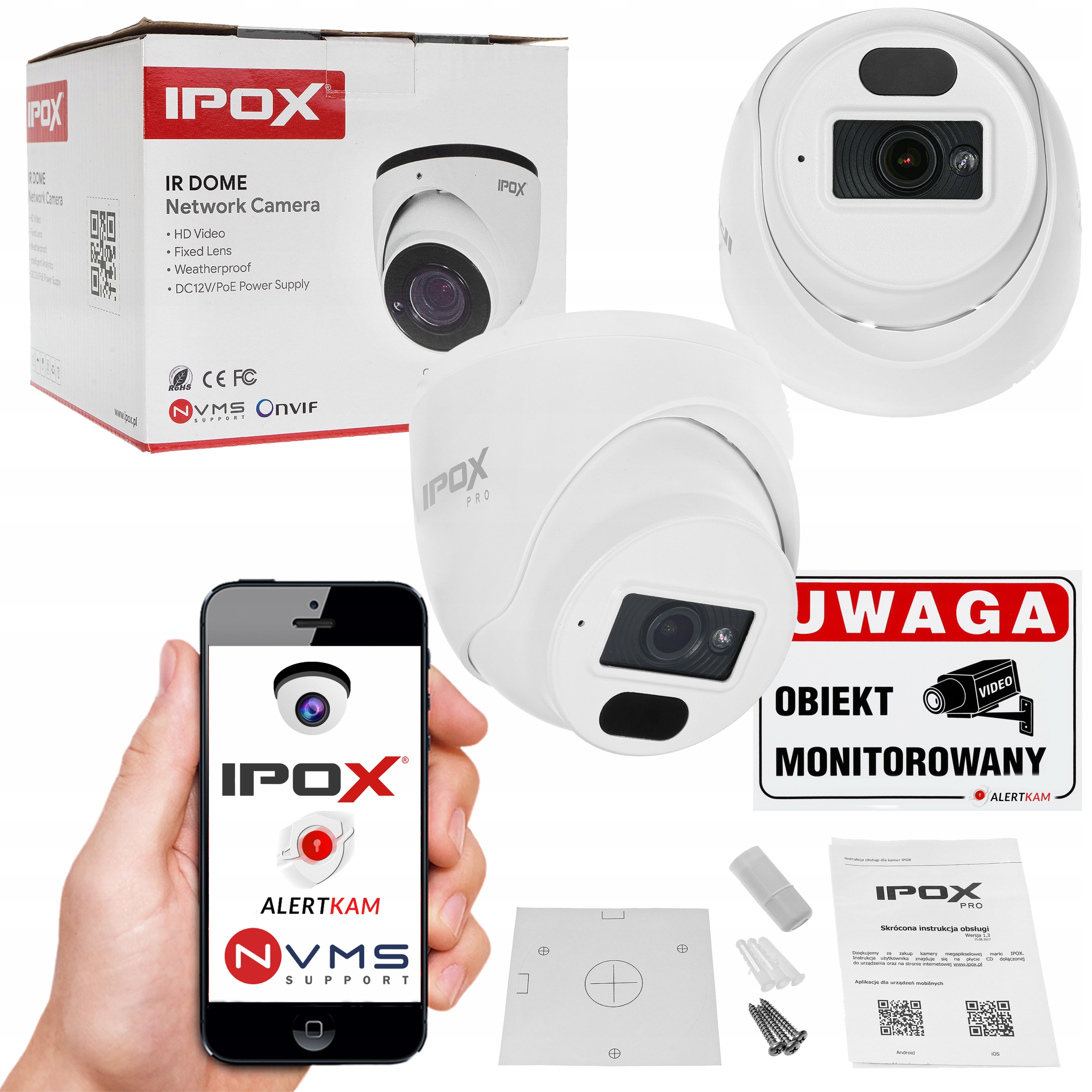 KAMERA ZEWNĘTRZNA IP IPOX 2MP PX-DI2028PW KOPUŁA