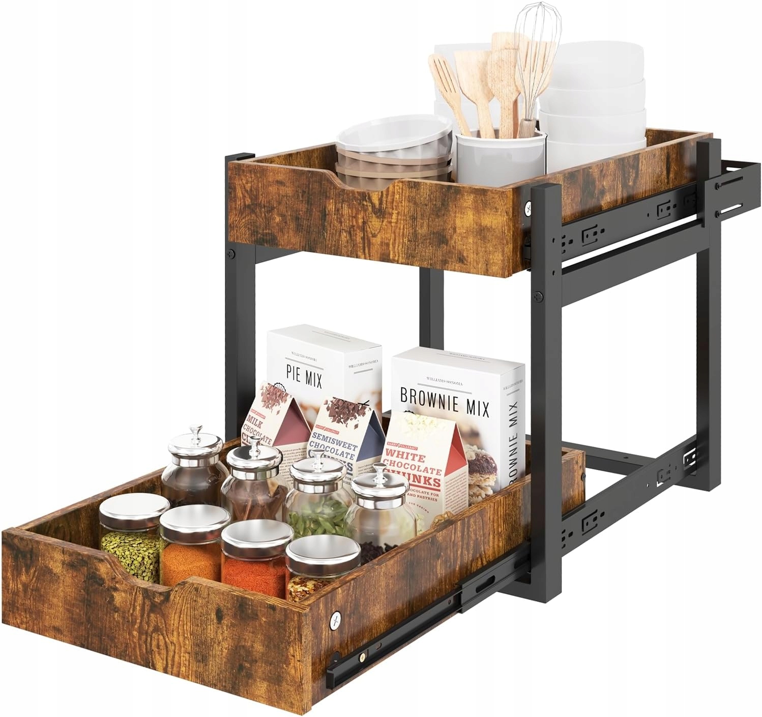 Organizer Kuchenny Livofloral Szuflady Wysuwana metal drewno 35,5x40x42