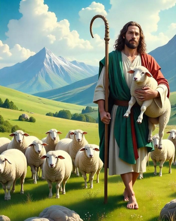 Diamantové malování Ježíš Beránek Hory Krajina Náboženství 80x100 cm