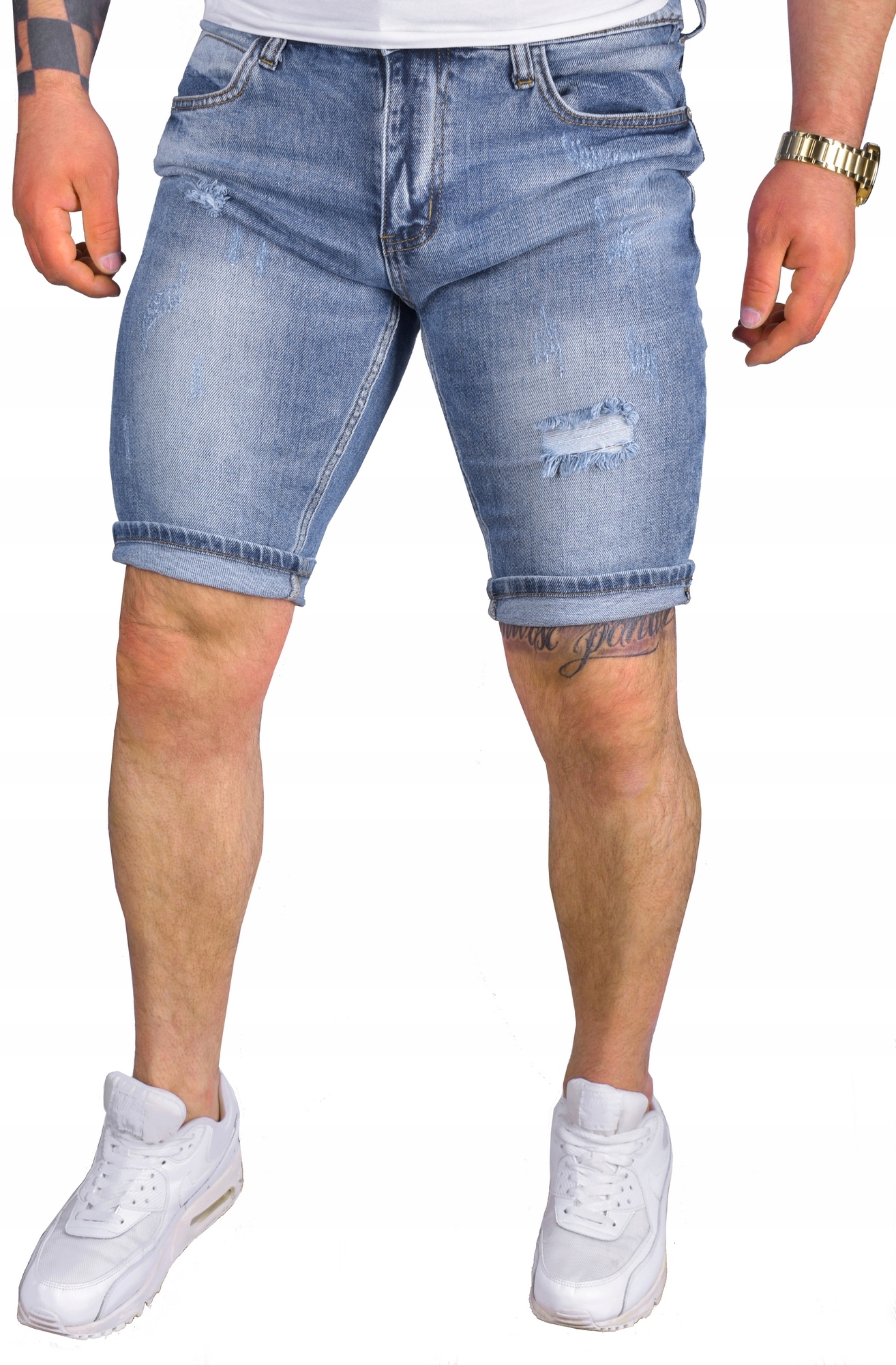 

Spodenki Męskie Krótkie Jeansowe Z Dziurami Jeans
