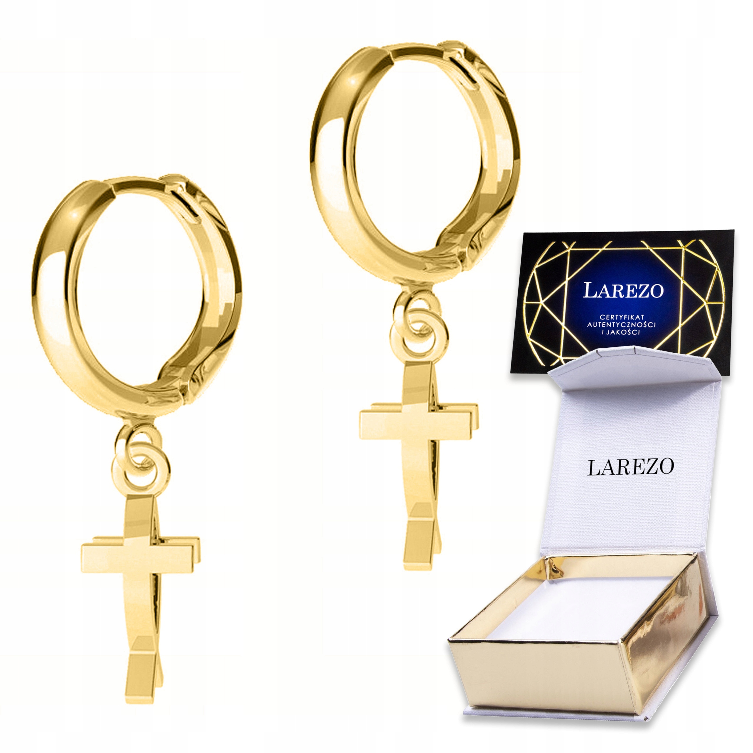 Zlaté Náušnice Kříž Plech Náboženství Ryba Kříže Křížky Stříbro 925