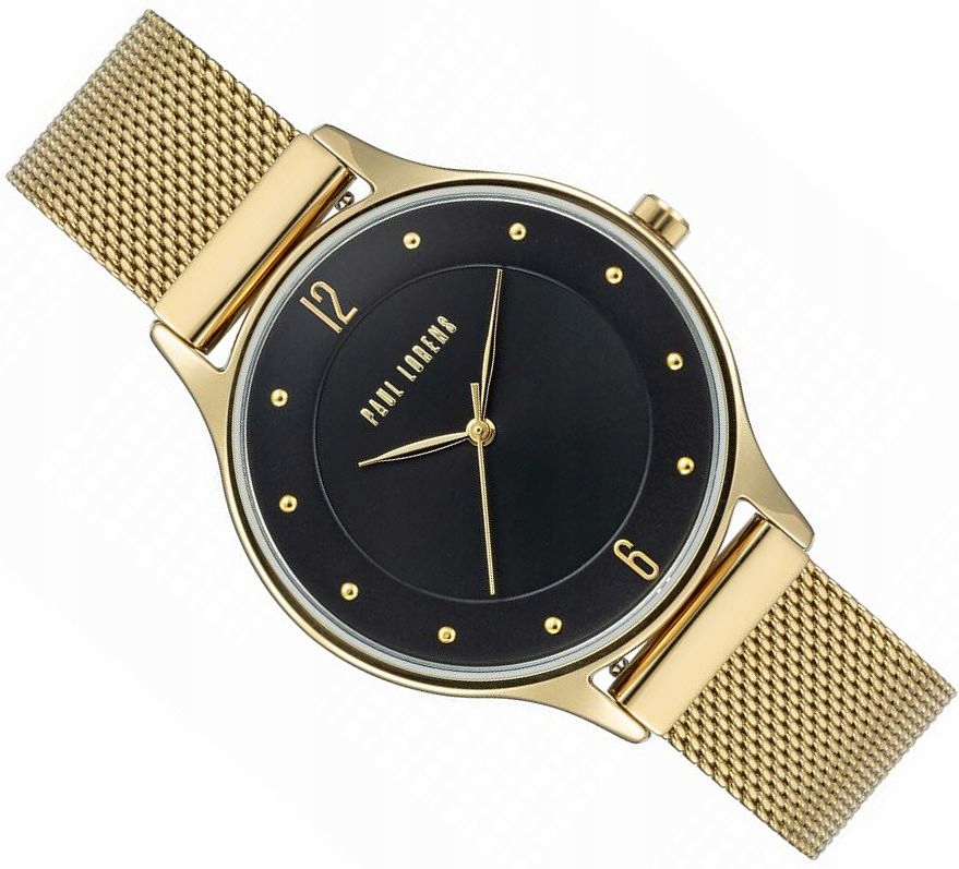 Elegantní Dámské Hodinky Paul Lorens PL10317B9-1D1 Černo-zlaté, Mesh 36 mm
