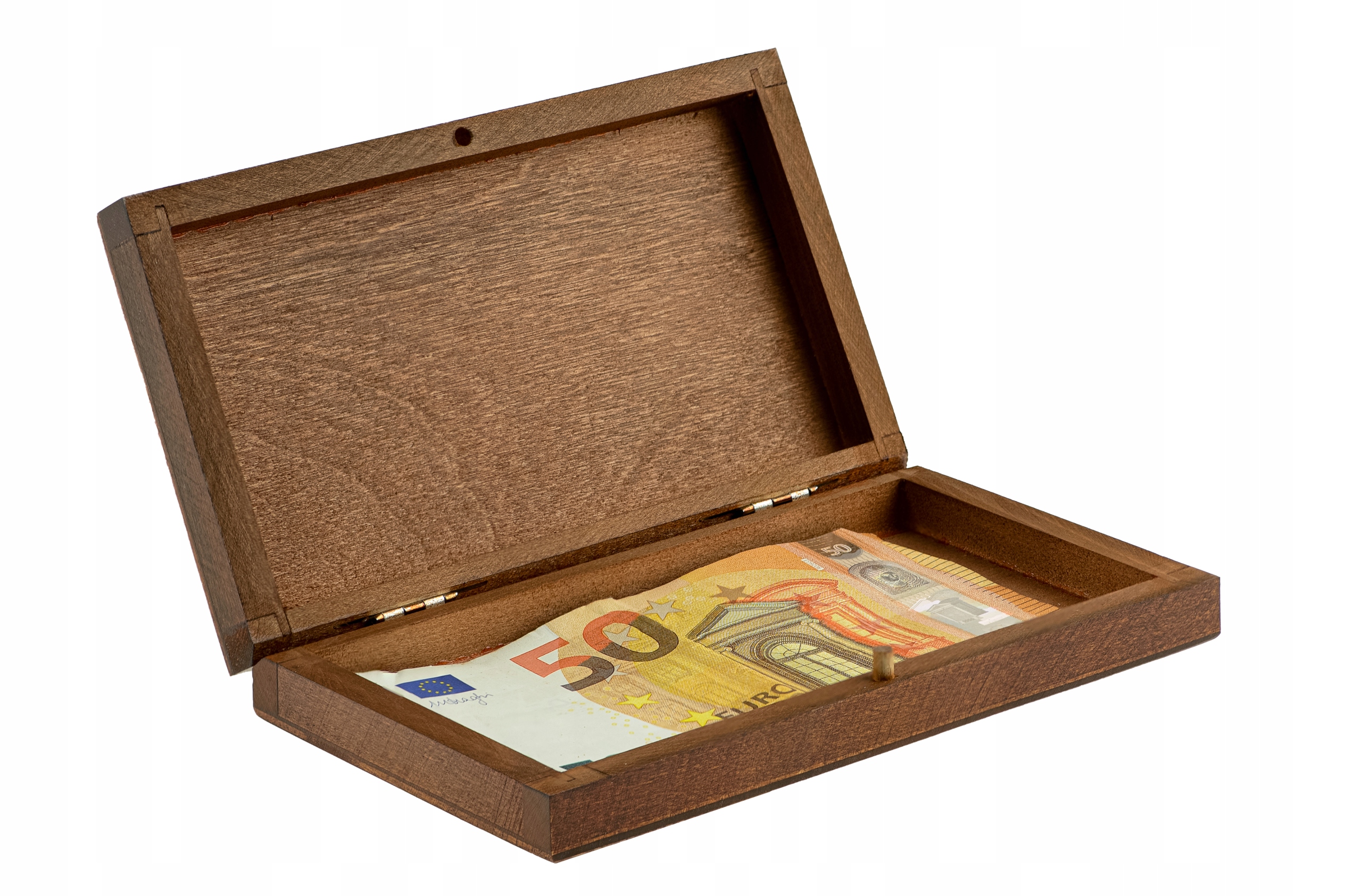 

Drewniane pudełko na banknoty pieniądze O