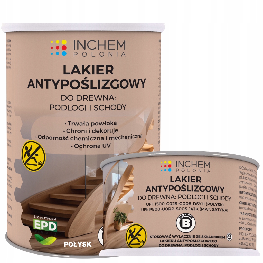 Połysk lakier antypoślizgowy do drewna A: 800ml B: 150ml
