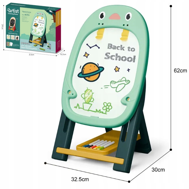 Tablica EDUKACYJNA 2w1 Magnetyczna Kredowa Stojąca + Akcesoria Gry Gąbka Rodzaj kredowa magnetyczna suchościeralna