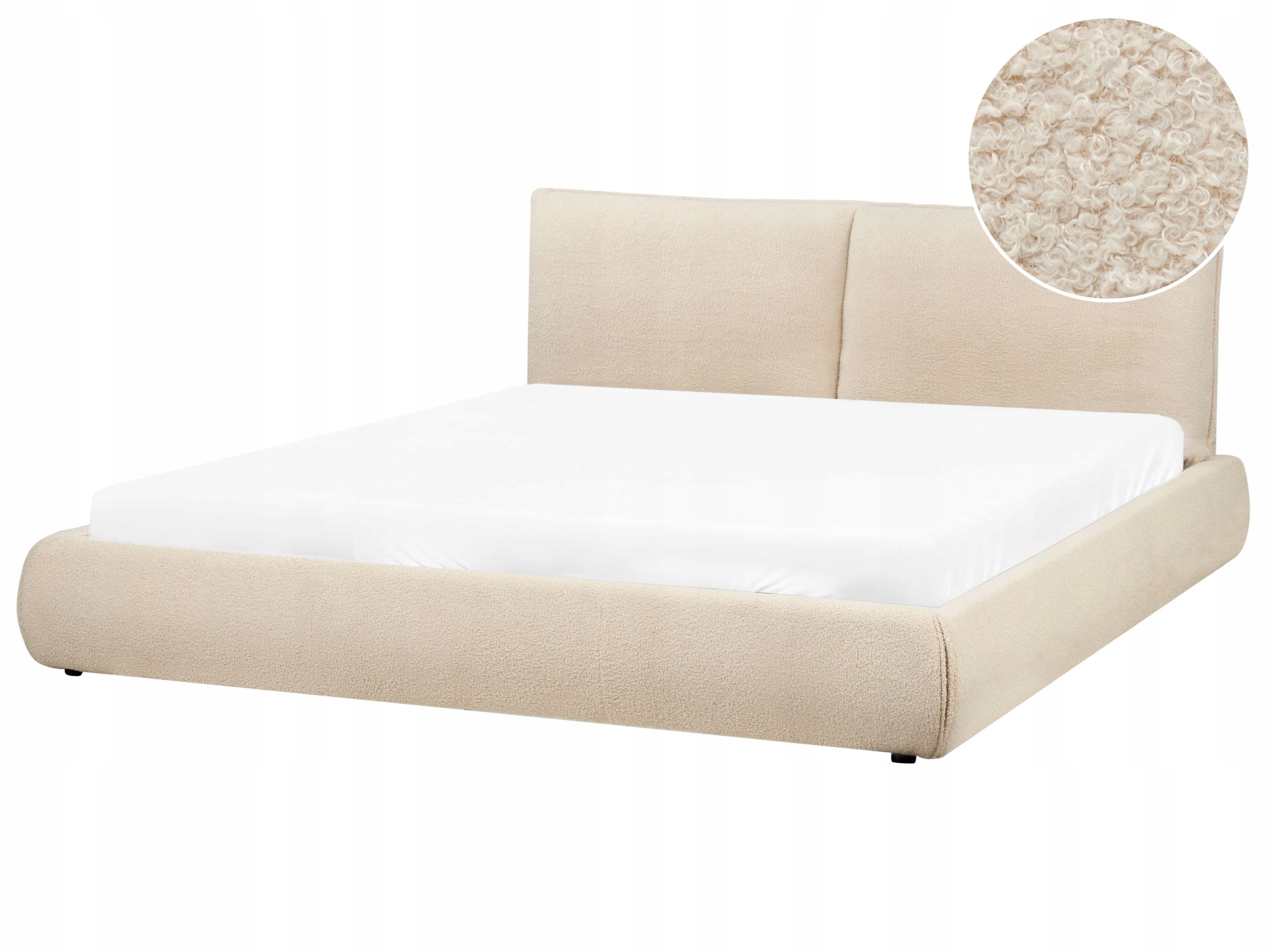 Łóżko boucle rama i stelaż 180x200 jasnobeżowe