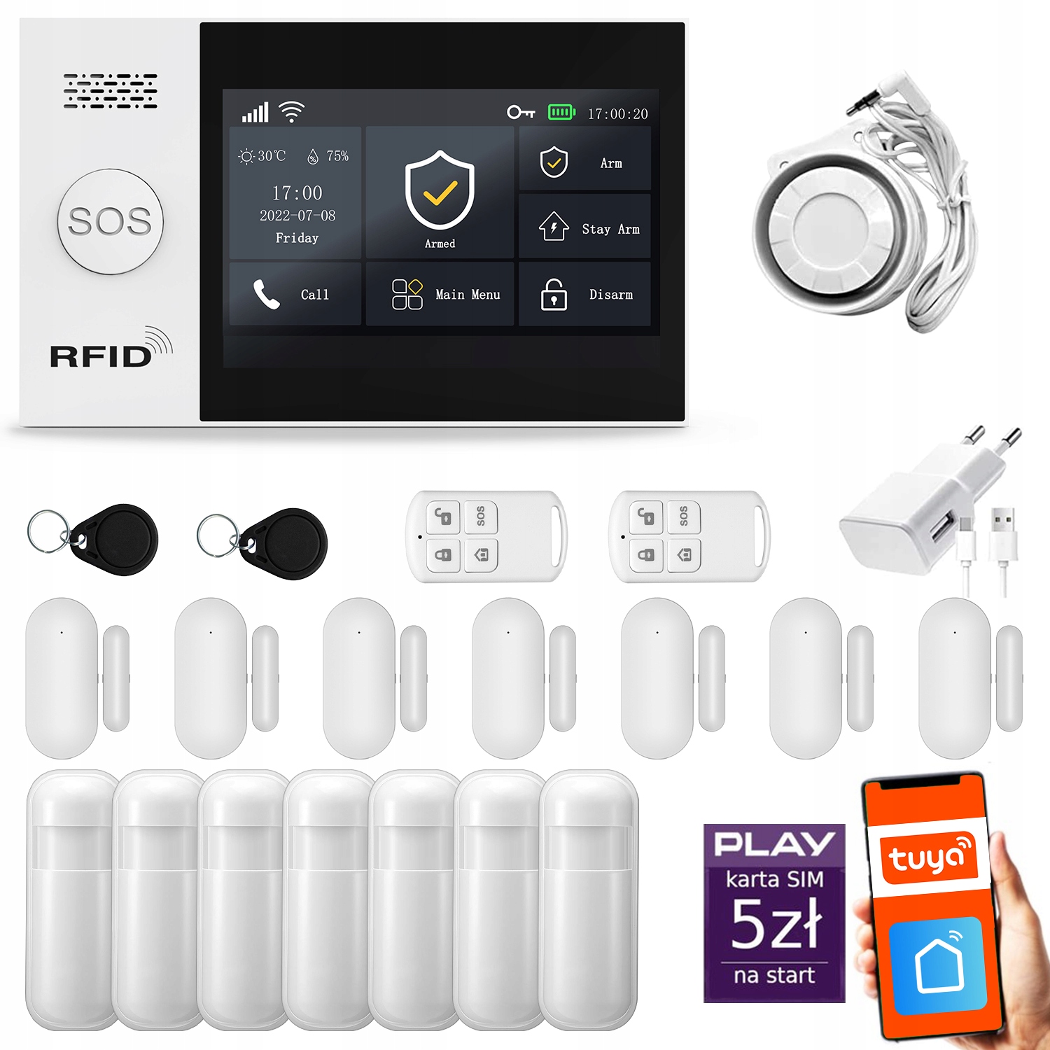 Bezdrôtový alarm Gsm WiFi s aplikáciou Tuya, sada Huxgo HXA007