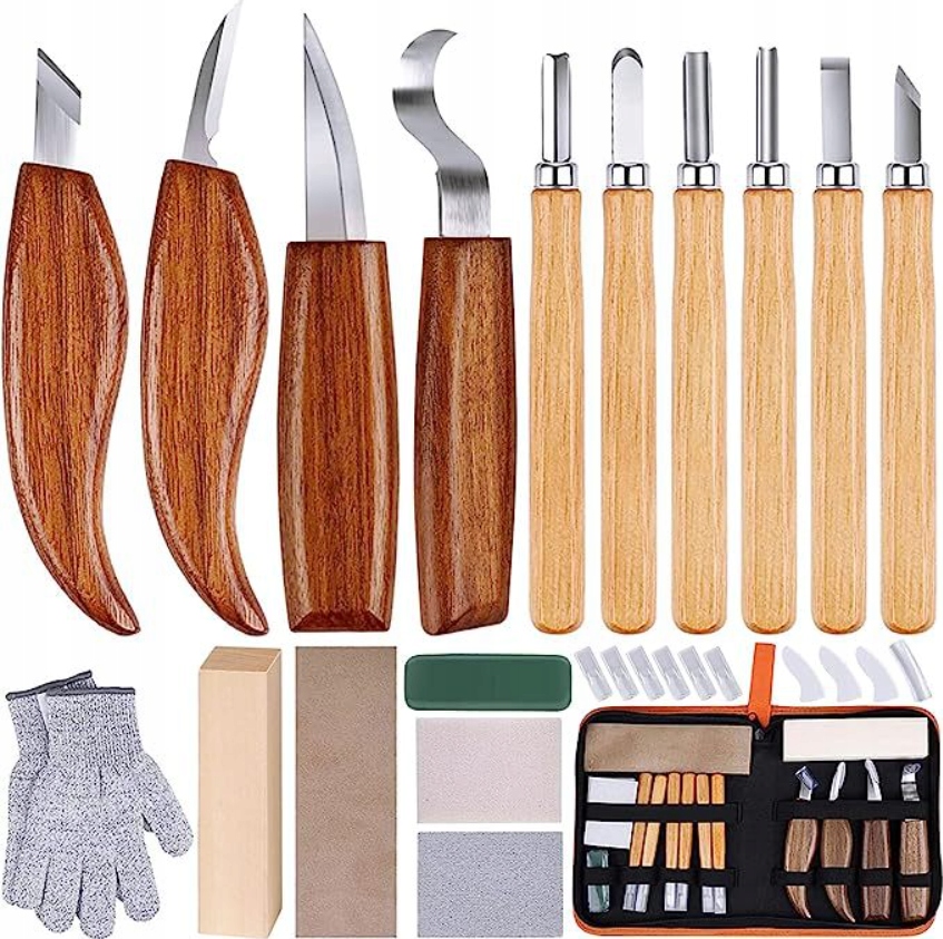 Nože Pro Vyřezávání Do Dřeva Sada Řezbářských Dlát Truhlářské Pouzdro 16 Kusů.