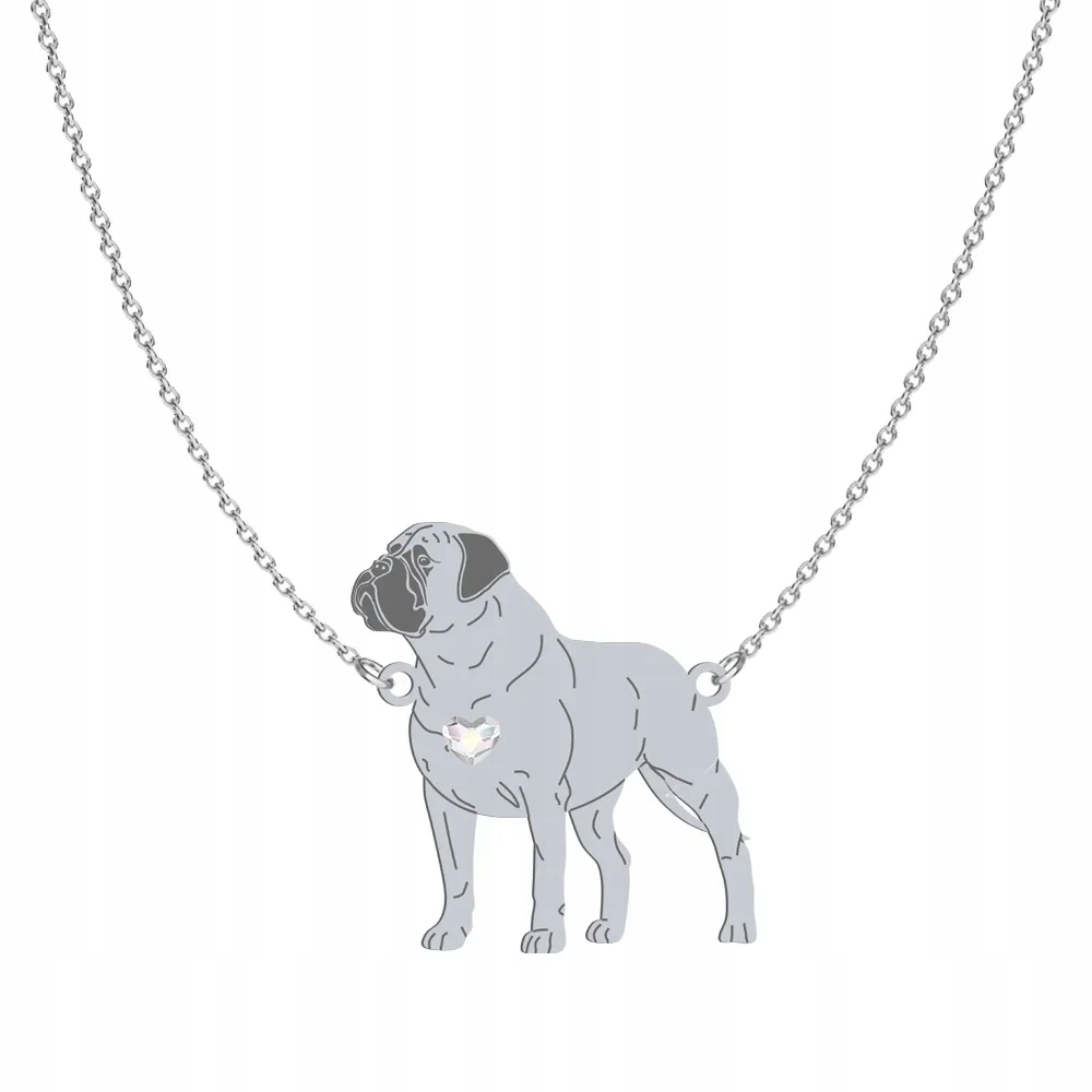 Stříbrný náhrdelník se psem Bullmastiff 925 Řetízek Dárek Gravírování Bonus