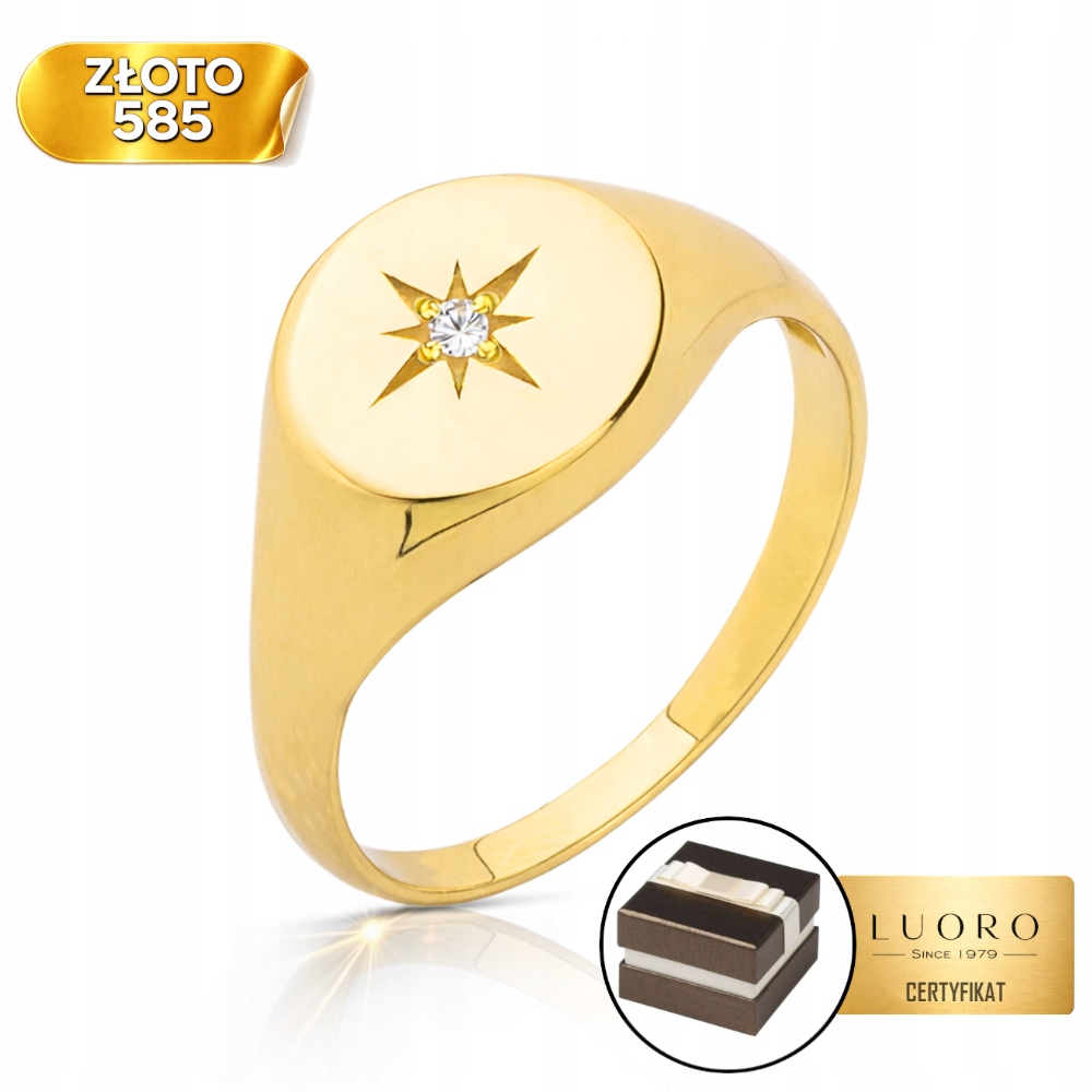 Prstýnek 585 14K Hvězda Severu Se Zirkonem R14