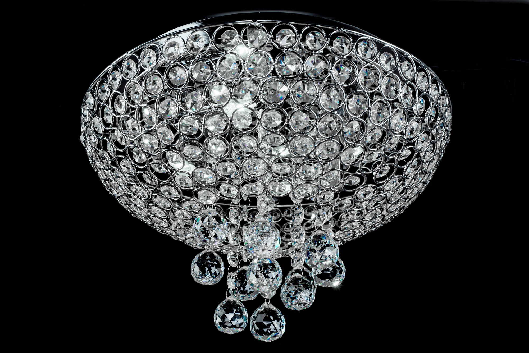 KRYSZTAŁOWA LAMPA SUFITOWA PLAFON GLAMOUR KRYSZTAŁ Kolor chrom przezroczysty