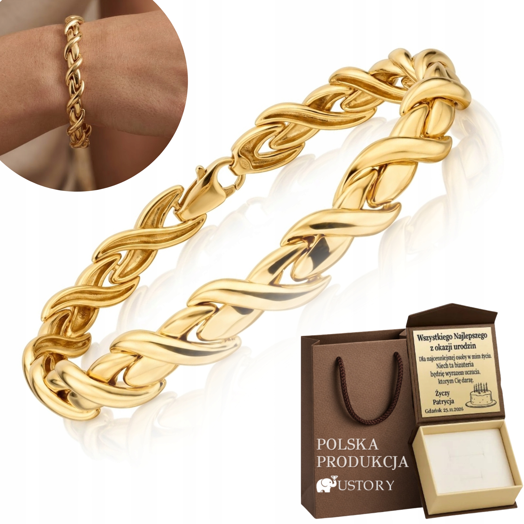 Zlatý Dámský Náramek Široký 5 MM Masivní Elegantní Pr 925/ 585 14K