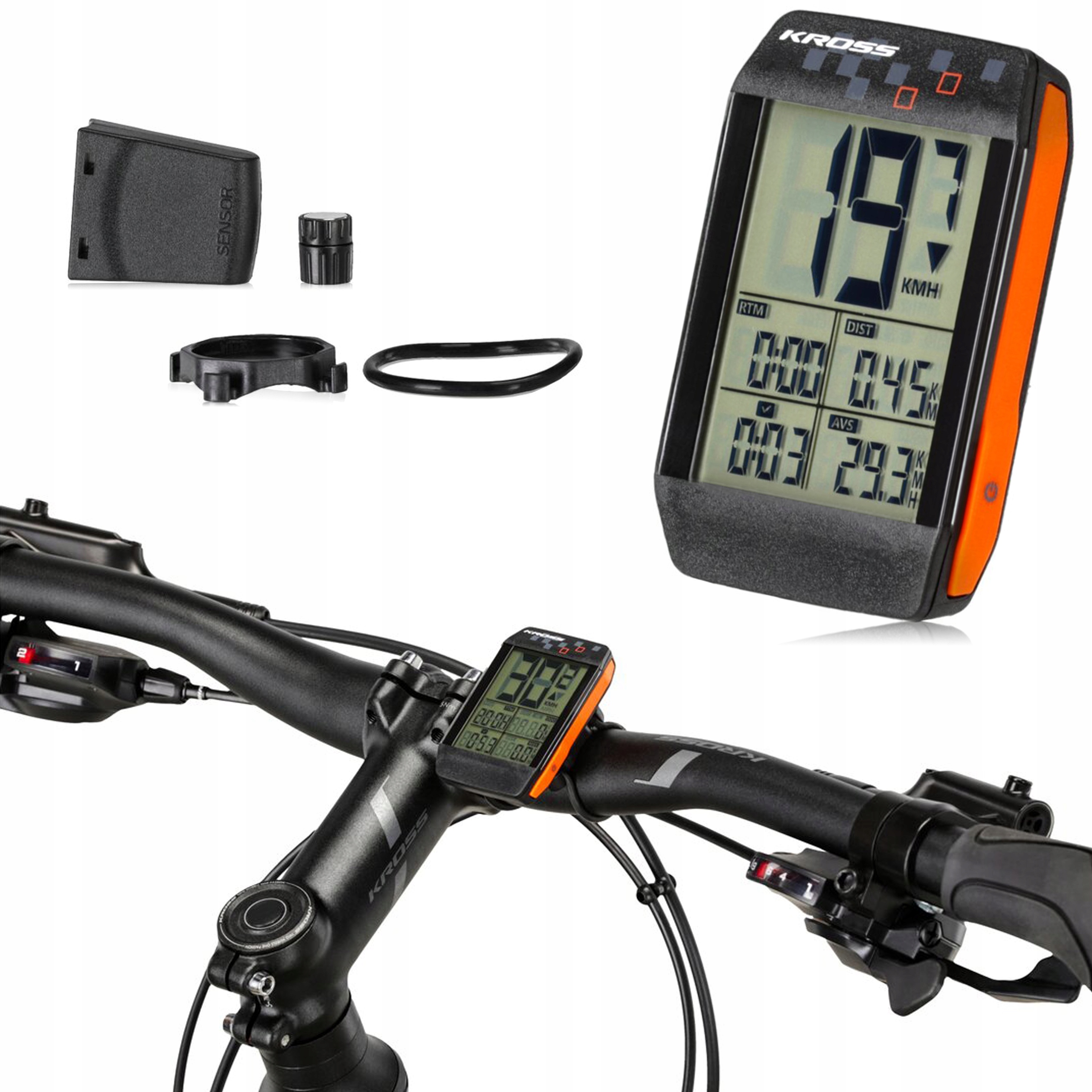 Licznik rowerowy Bezprzewodowy na baterie Kross Krc 312W 12 funkcji IPX6