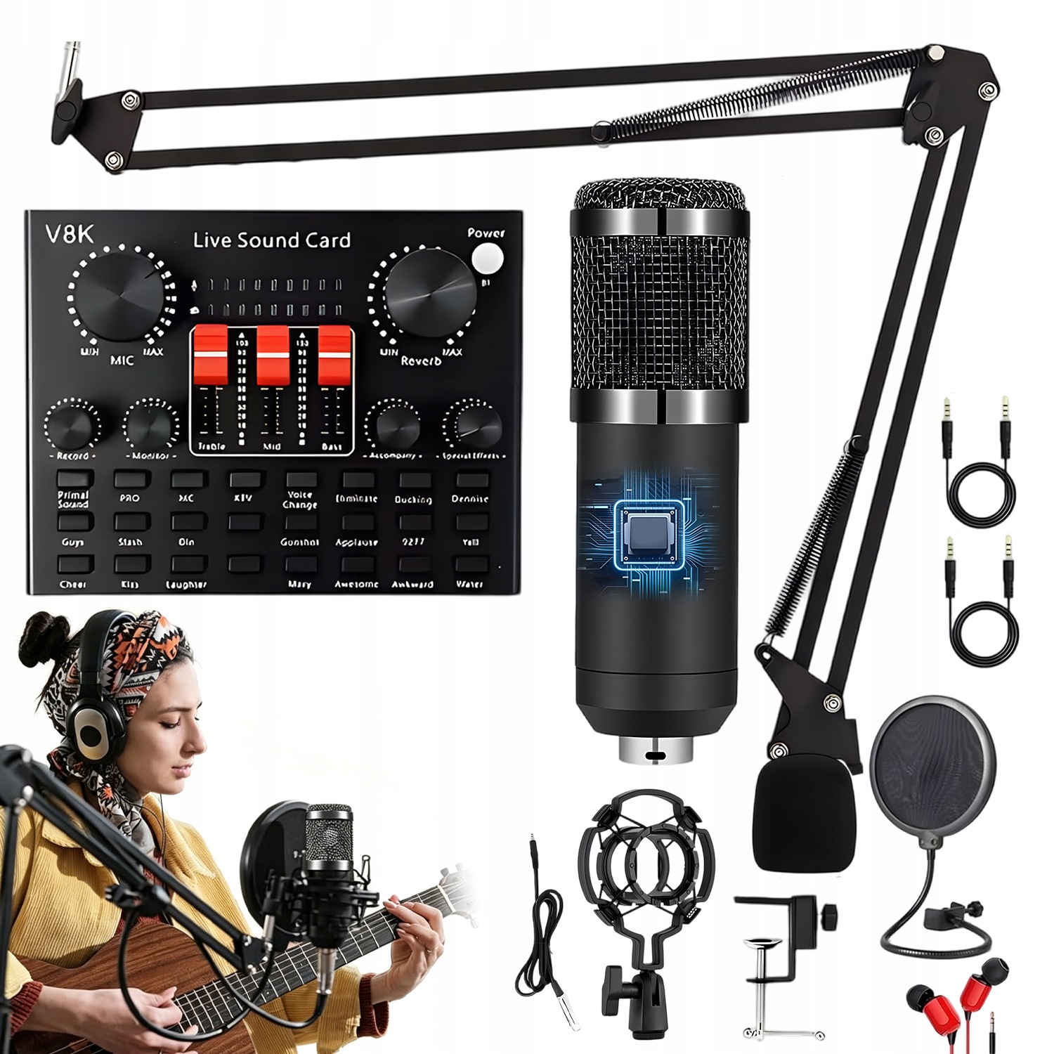 Kondenzátorový Studiový Mikrofon BM-800 Sada Podcast Streaming Kardioida