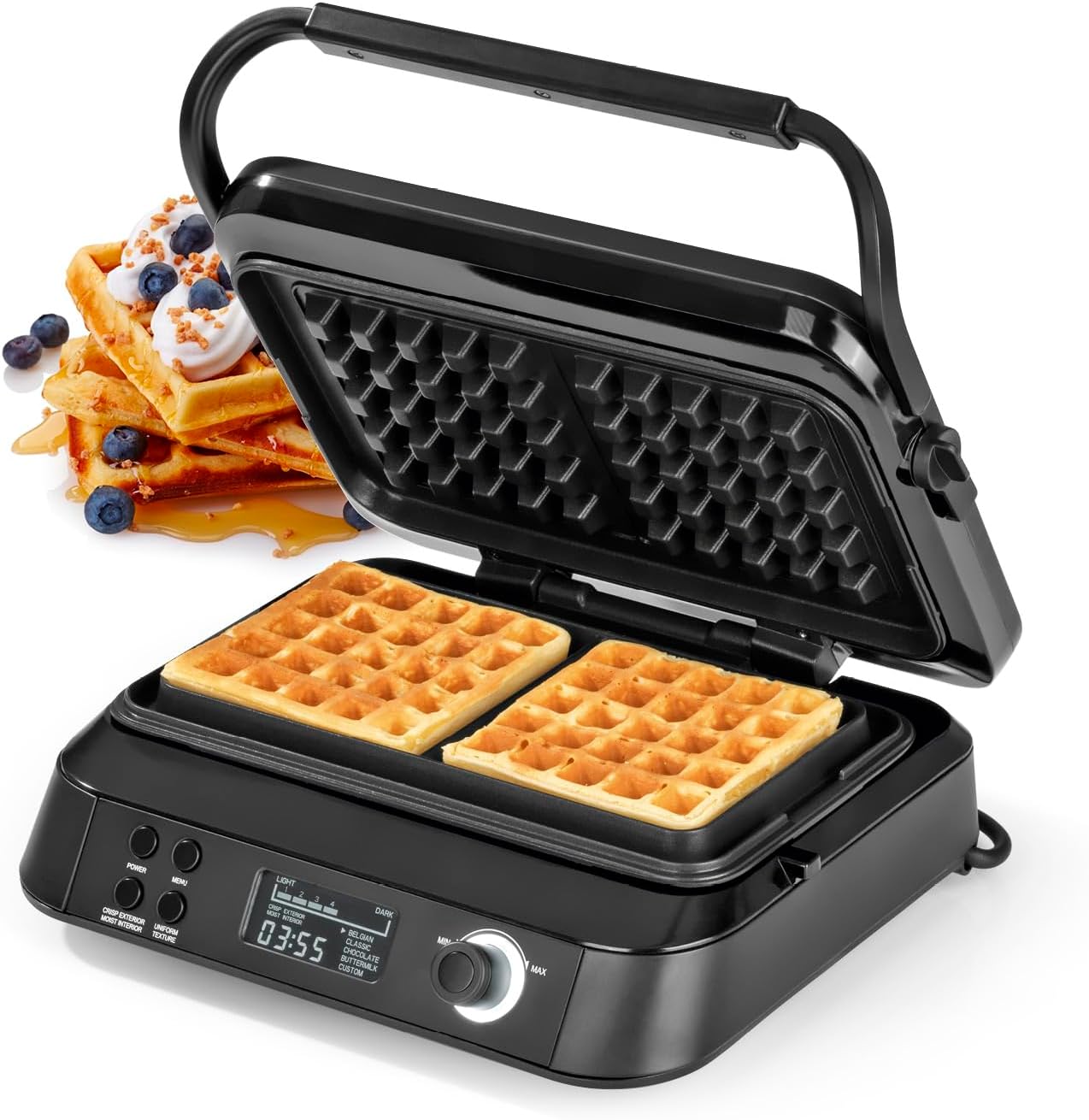 Vaflovač Premium 1600W 5 Programů Časovač Nepřilnavý Povrch