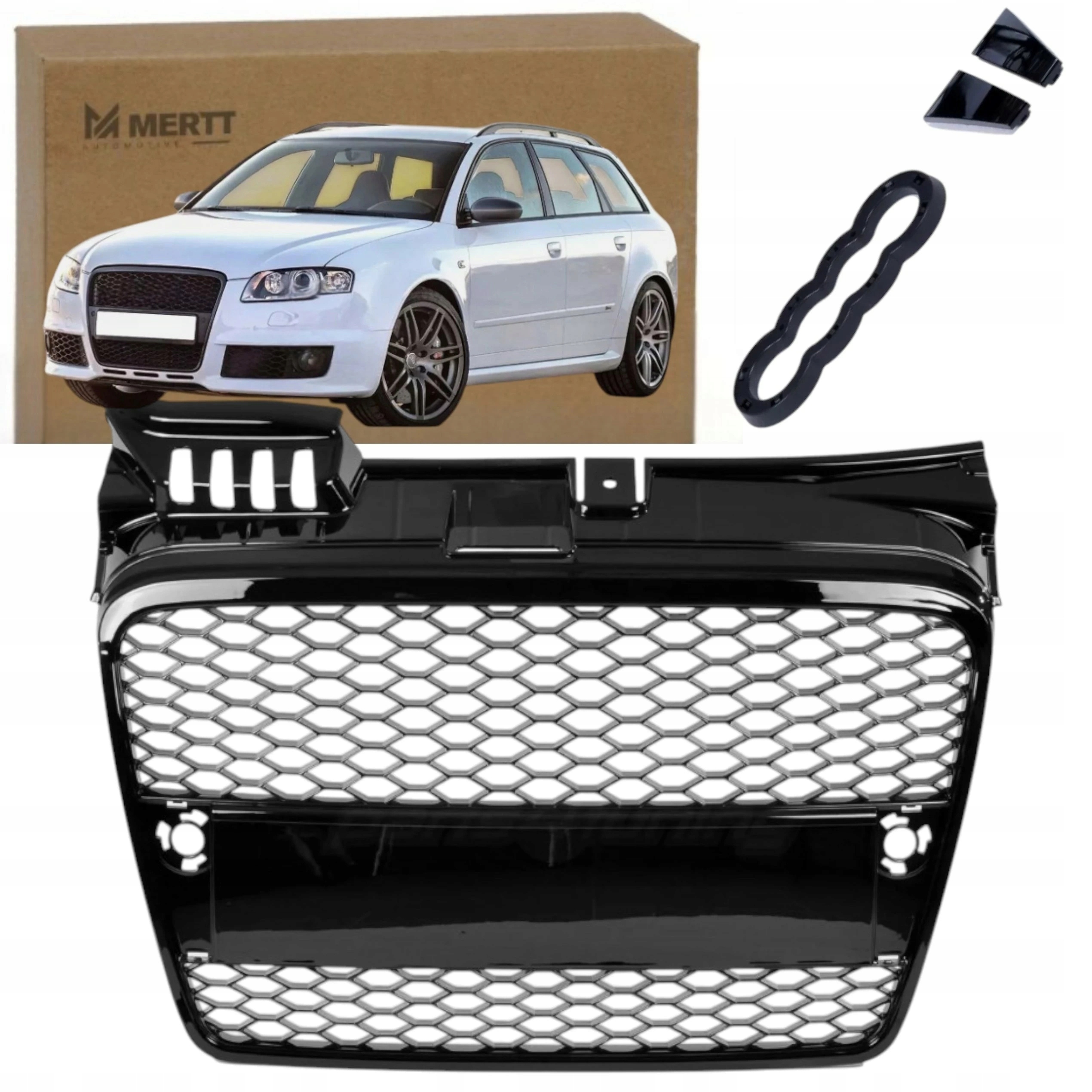 Atrapa nárazníku grilu Audi A4 B7 04-07 medová plástev Černý Lesk Rs Look
