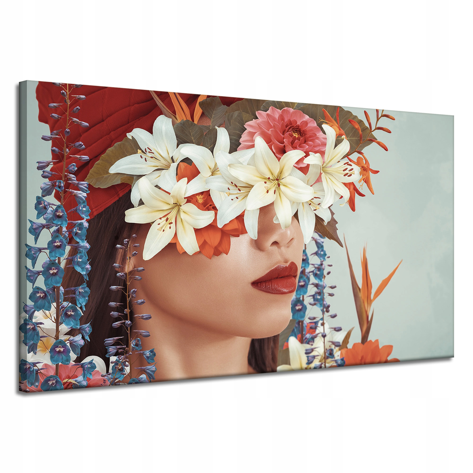 Obraz na plátně Žena Ústa Květiny Příroda 120x70 cm Ideální jako dárek