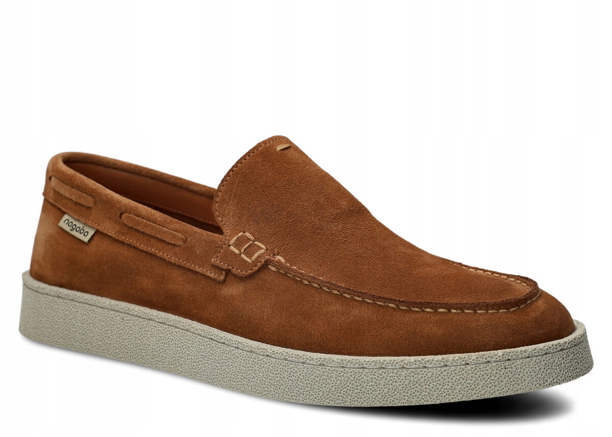 Pánský kožený mokasíny, polobotka hnědý velur Nagaba 2608 casual zasouvací -43