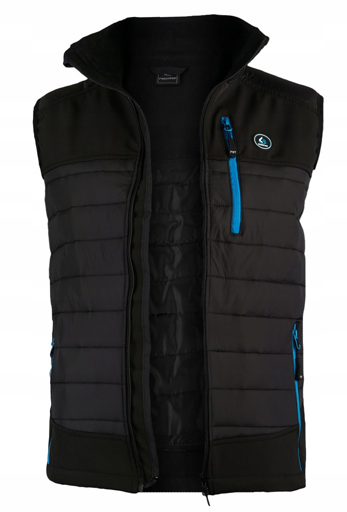 Pánská vesta přechodová prošívaná bunda bez kapuce černá MP090 Z Blue XXL