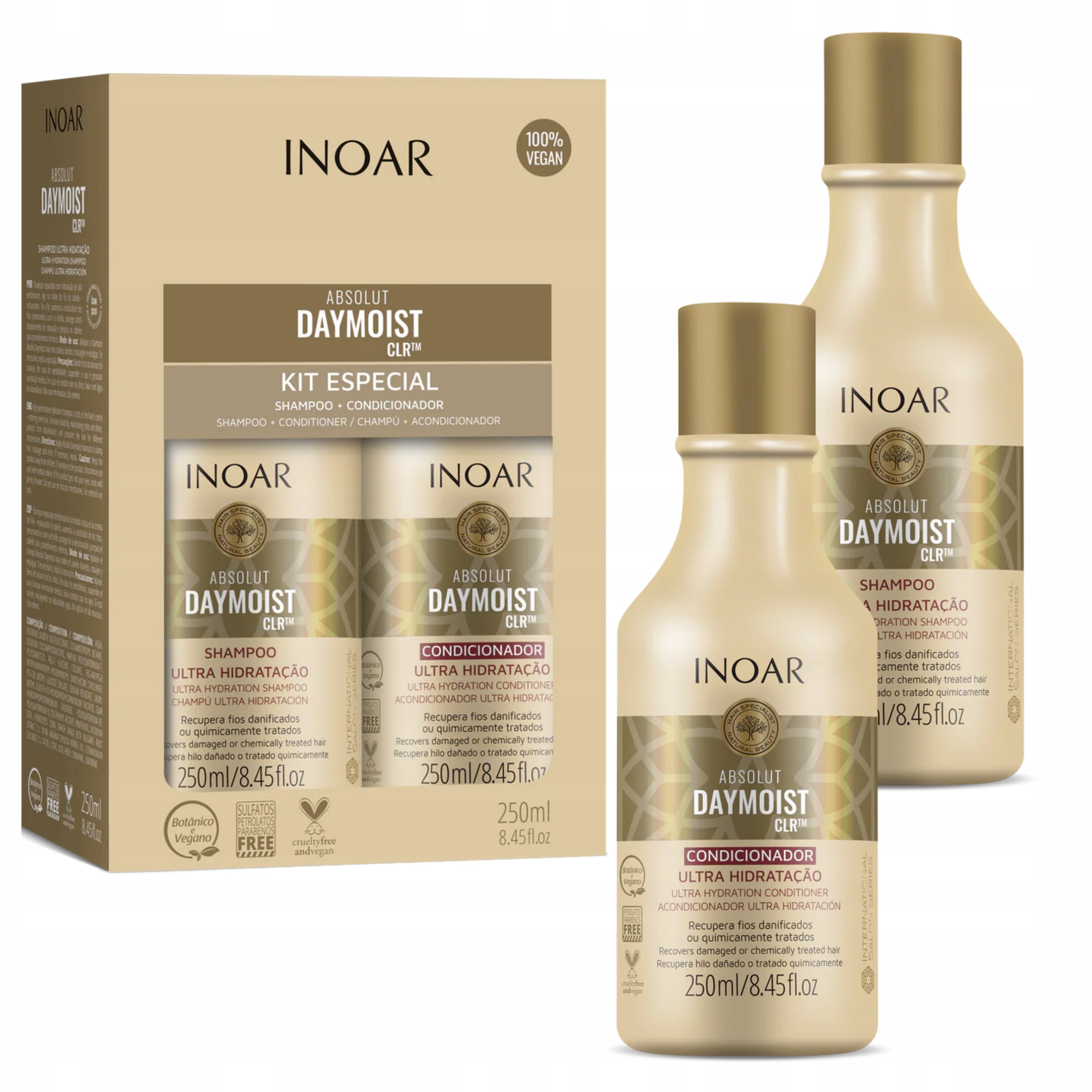 Inoar Absolut Daymoist Zestaw Nawilżający Włosy Szampon 250ml Odżywka 250ml