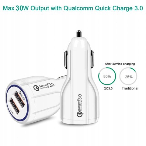 Ładowarka samochodowa QC3.0 2 x USB 30W Producent inny