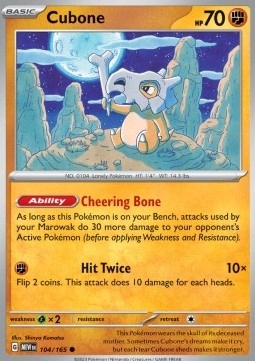 Reverse Holo Pokemon Tcg Fighting Cubone (104)