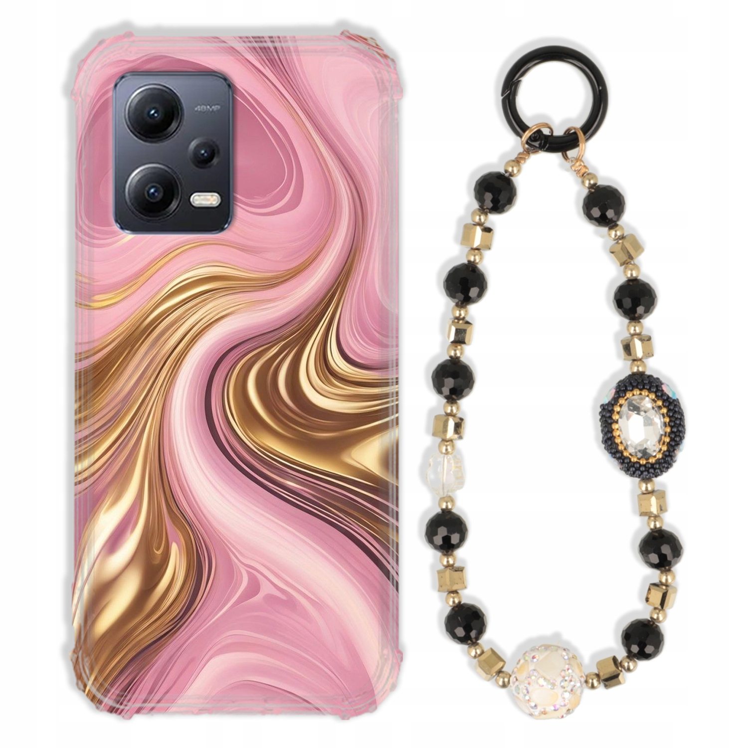 Puzdro Na Xiaomi Redmi Note 12 5G Antishock Zirkóny Čierno Zlaté|pevné|tpu