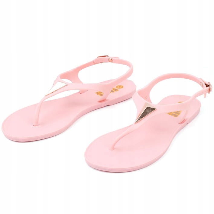 RÓŻOWE SANDAŁY DAMSKIE JAPONKI PŁASKIE GUMOWE MELISKI SANDAŁKI WYGODNE