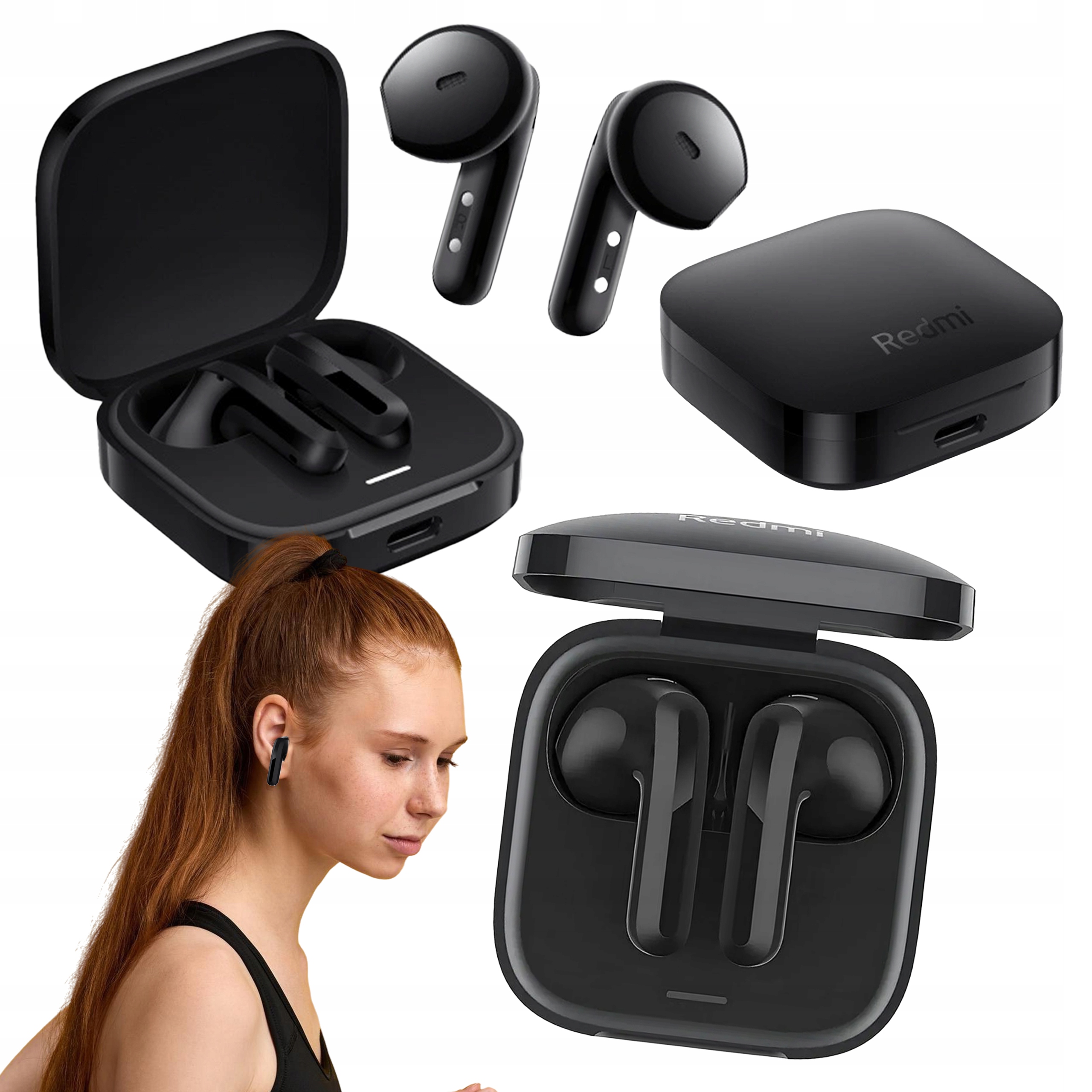 Słuchawki Douszne Dokanałowe Xiaomi Redmi Buds 6 Active Etui Czarne Bt 5.4