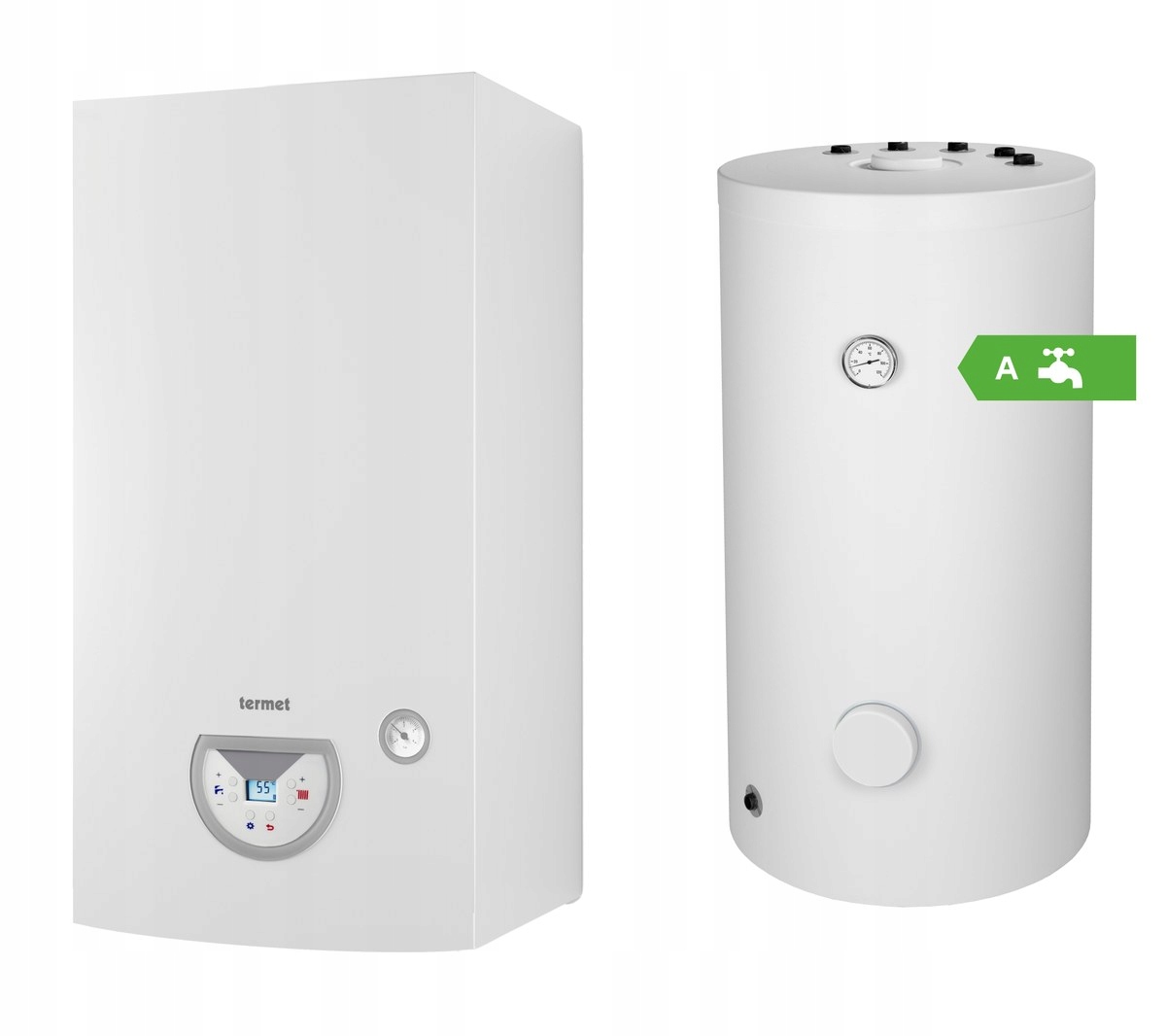 Pakiet z kotłem gazowym kondensacyjnym Silver Pro 25 kW i Swk 100