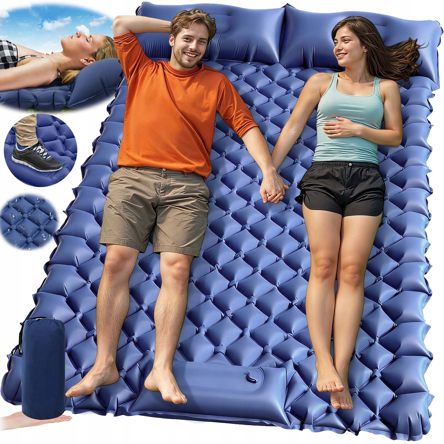 Matrace Samonafukovací Kempingová Turistická Podložka Lehká Praktická 190 x 120 cm