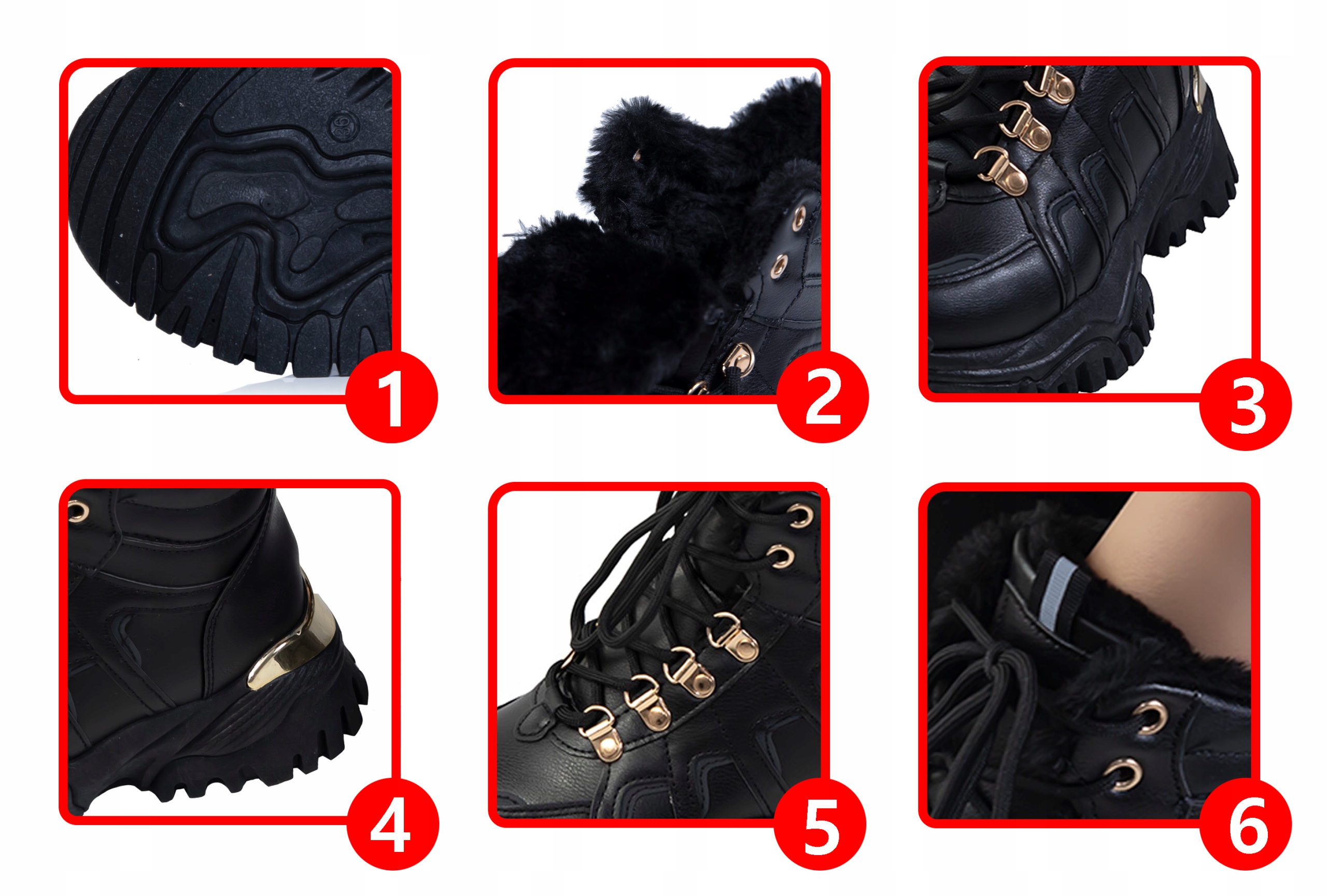 Obuwie ZIMOWE buty Trapery na platformie OCIEPLANE Wzór dominujący bez wzoru