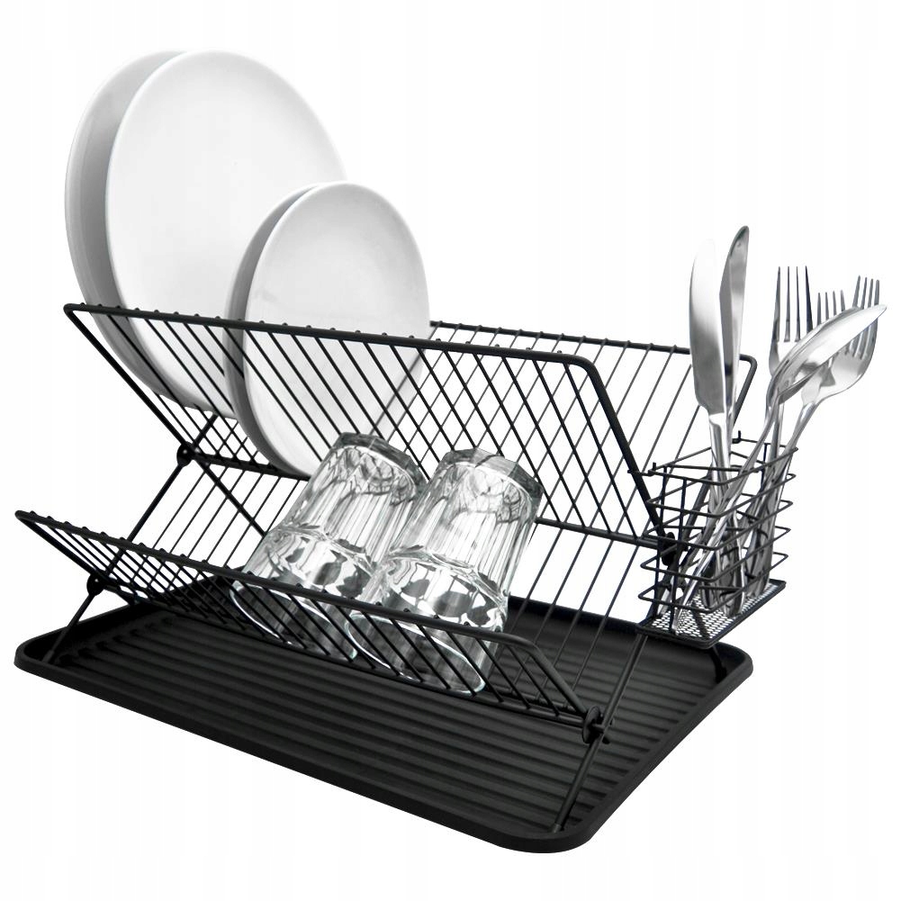 Levně Černý sušák na nádobí 45x32x25,5 cm