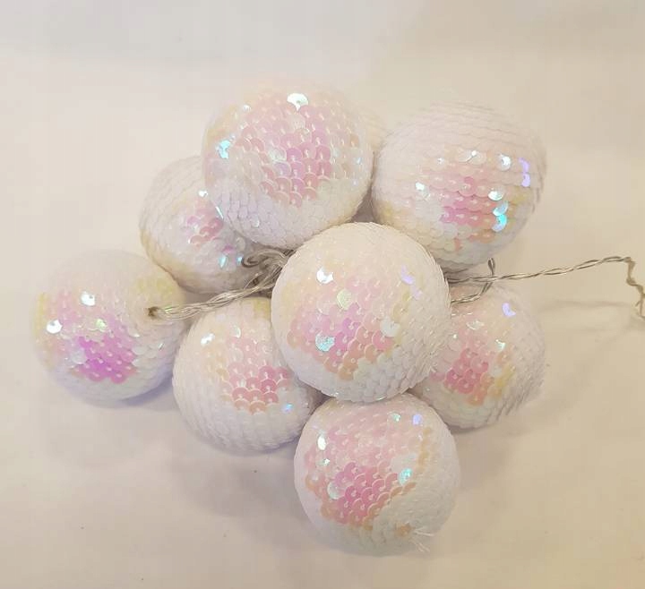 10xCOTTON BALLS KULE ŚWIECĄCE LED GIRLANDA CEKINY Marka inna