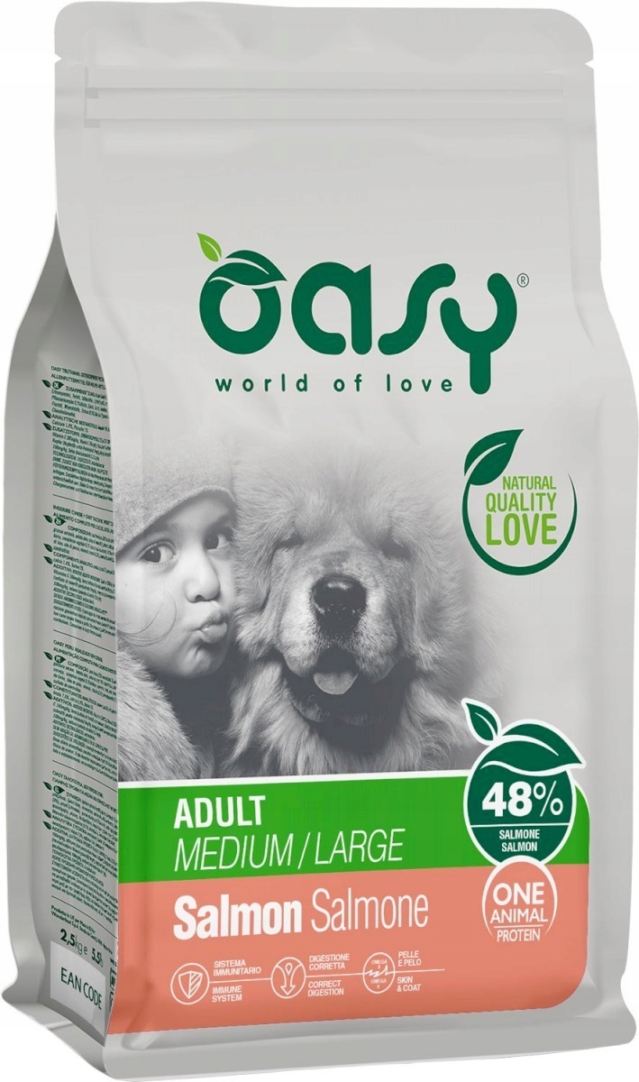 Oasy Pies Adult M/L Łosoś 12kg