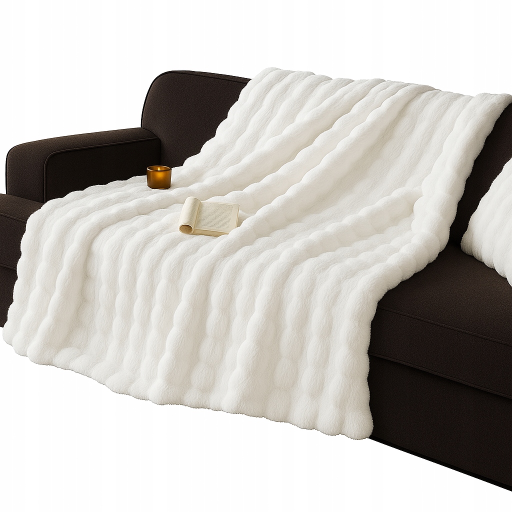 Deka Přehoz 160x200 cm Na Postel Gauč Měkká Teplá Bílá