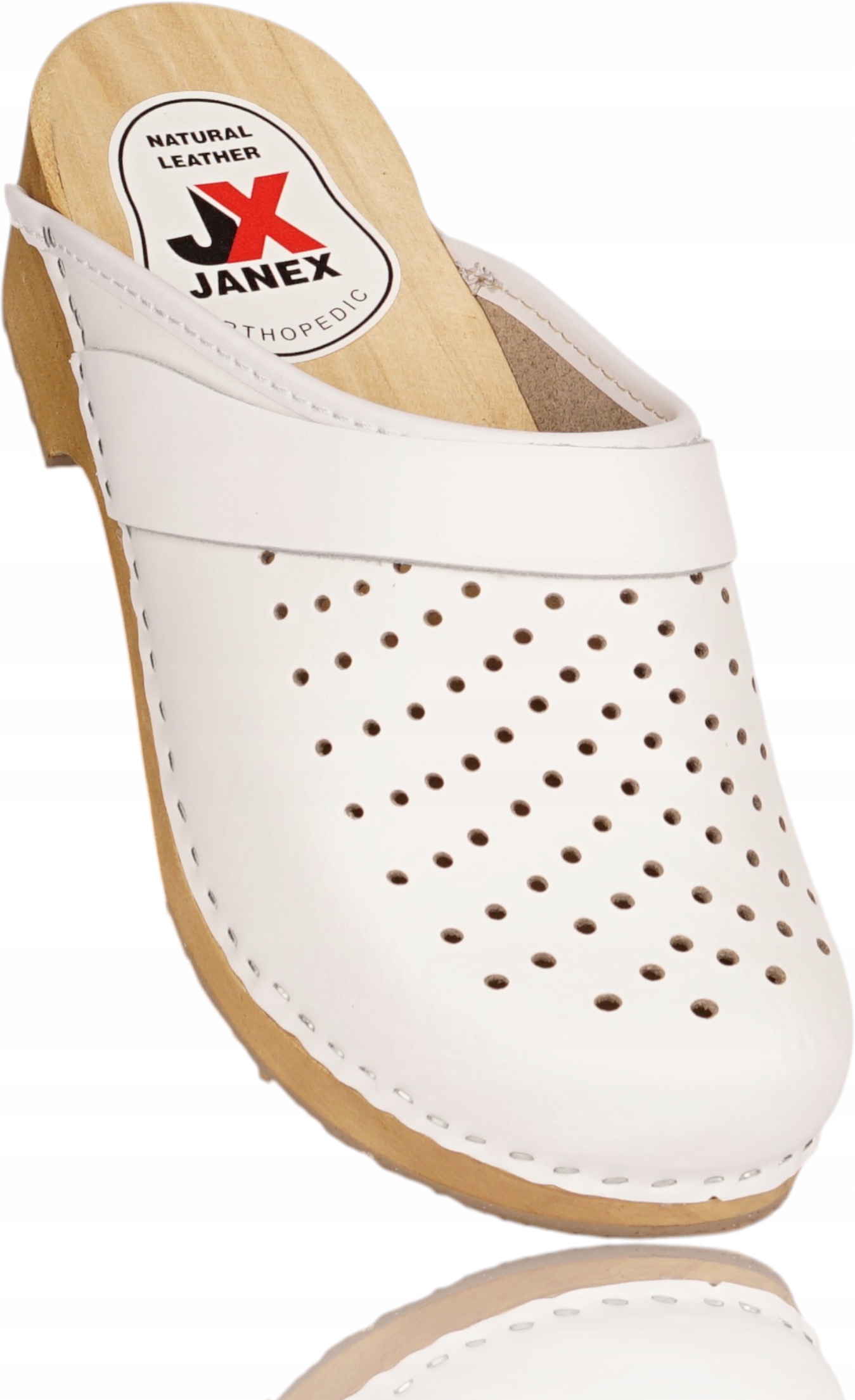 Dámské kožené kozačky Bílé zdravotní chodítka Nazouváky pro práci doma