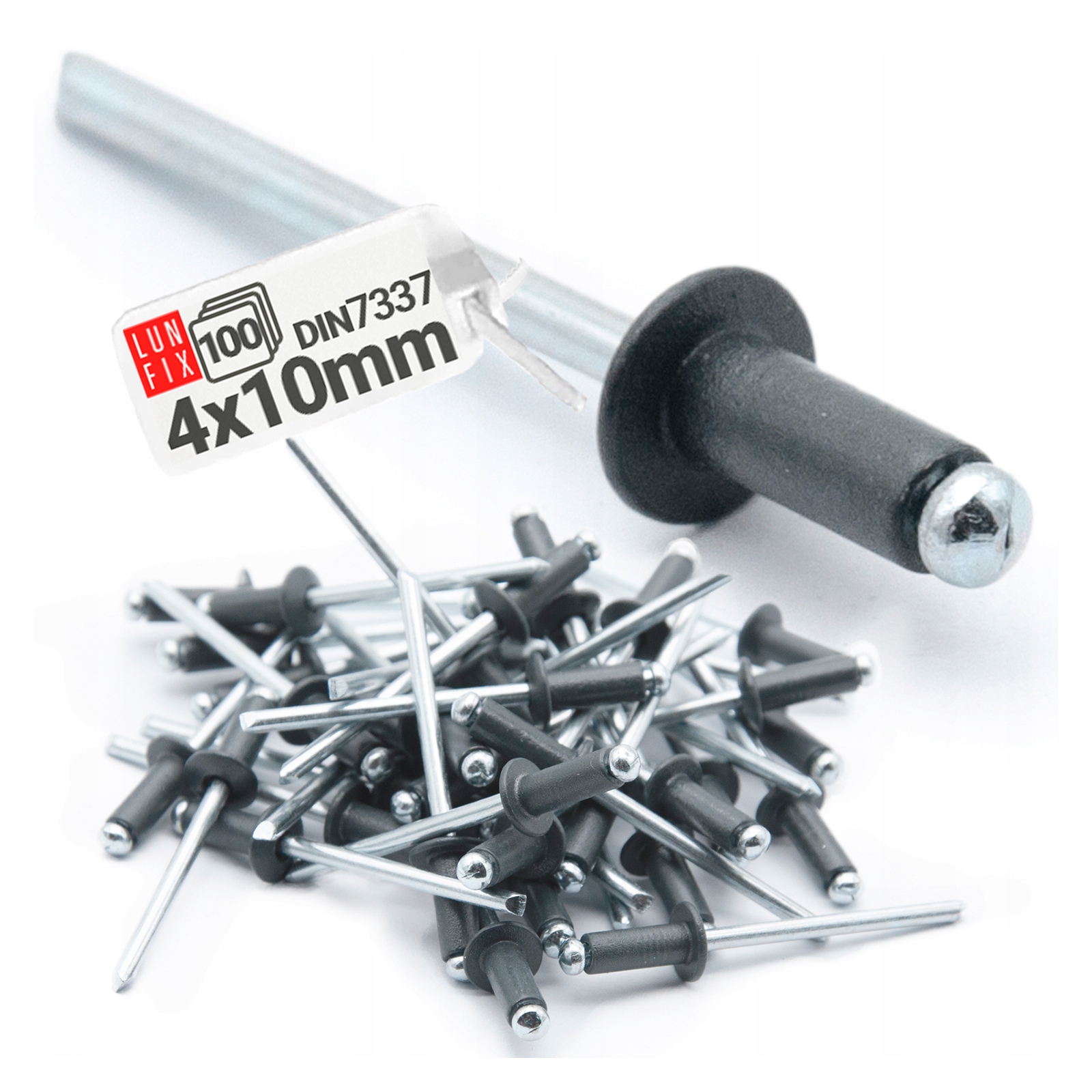 Nity zrywalne aluminiowe 4x10 mm antracytowe DIN7337 RAL7016 100szt.