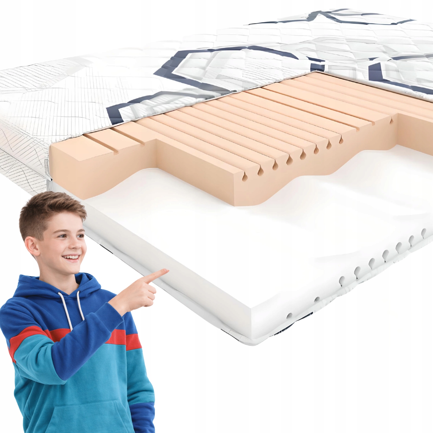 Materac Piankowy Breakdance Young Hilding 140x200 cm Młodzieżowy Dwustronny