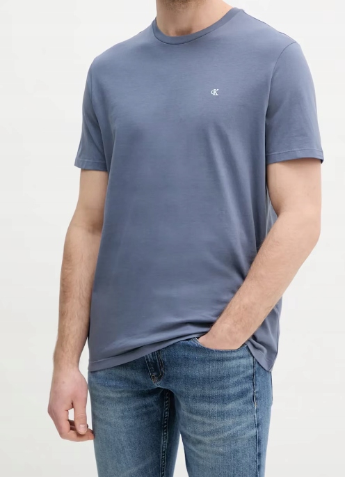 Calvin Klein Jeans pánské bavlněné tričko modré hladké barvy LV040HM2